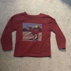Kids Headquarters Maroon Dinosaur Long Sleeve Tee